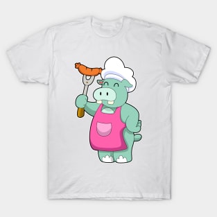 Hippo as Cook with Sausage T-Shirt